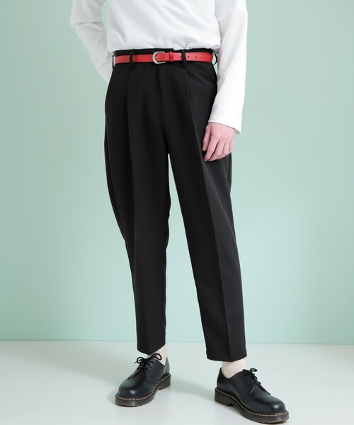 EMMA CLOTHES(エマクローズ)の「TRストレッチスーツ地 ワンタック セミワイド テーパードアンクルパンツ(その他パンツ・メンズ・ブラック/グレー/ブラウン/ベージュ/グリーン/ブルー・XS/S/M/L/XL)」の1枚目の写真