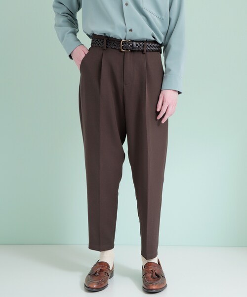 EMMA CLOTHES(エマクローズ)の「TRストレッチスーツ地 ワンタック セミワイド テーパードアンクルパンツ(その他パンツ・メンズ・ブラック/グレー/ブラウン/ベージュ/グリーン/ブルー・XS/S/M/L/XL)」の3枚目の写真