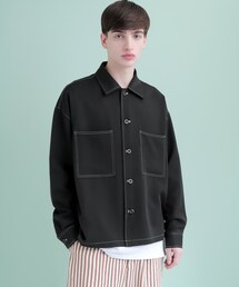 EMMA CLOTHES | TRストレッチ ビッグステッチ L/Sオーバーボックス CPOシャツジャケット(シャツ/ブラウス)