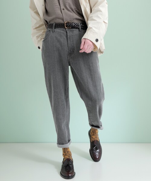 EMMA CLOTHES(エマクローズ)の「LINEN×COTTONストレッチデニムテーパードワイドパンツ(デニムパンツ・メンズ・ブルー/ブラック/グレー・S/M/L)」の3枚目の写真