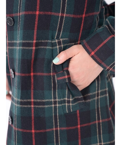 Honey Salon（ハニーサロン）の「チェックロングコート（その他・レディース・グリーン/ホワイト/レッド・Free）」の7枚目の写真