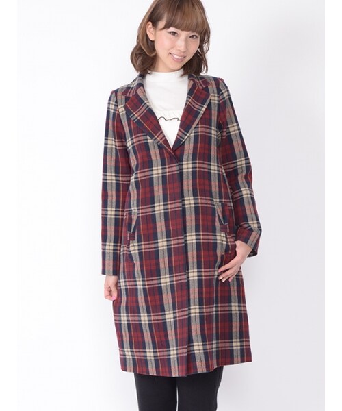 Honey Salon（ハニーサロン）の「チェックロングコート（その他・レディース・グリーン/ホワイト/レッド・Free）」の8枚目の写真