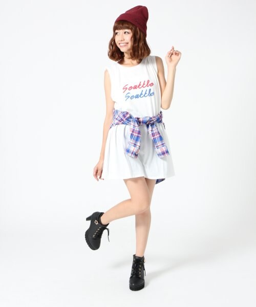 Heather(ヘザー)の「ロゴプリントチュニックノースリーブ(トップス・レディース・ホワイト/レッド/グリーン・F)」の6枚目の写真