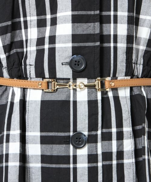 Heather（ヘザー）の「チェックカイキンシャツワンピース（ワンピース/ドレス・レディース・ブラック×ホワイト/グリーン・Ｆ）」の8枚目の写真