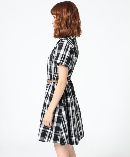 Heather（ヘザー）の「チェックカイキンシャツワンピース（ワンピース/ドレス・レディース・ブラック×ホワイト/グリーン・Ｆ）」の3枚目の写真