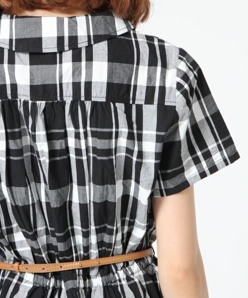 Heather（ヘザー）の「チェックカイキンシャツワンピース（ワンピース/ドレス・レディース・ブラック×ホワイト/グリーン・Ｆ）」の10枚目の写真