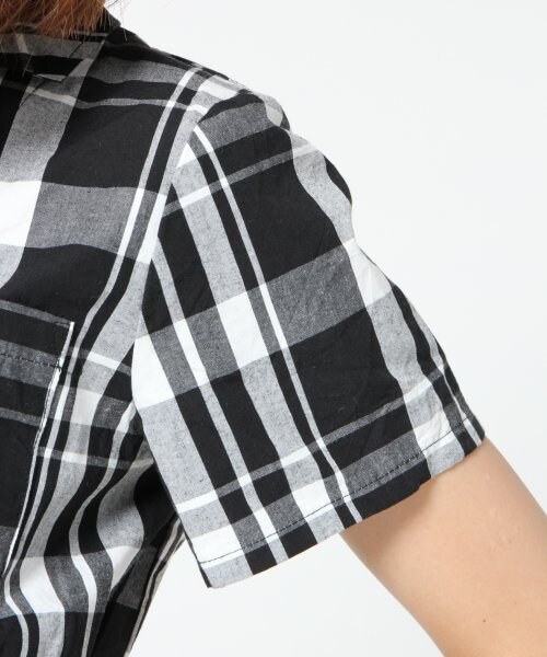 Heather（ヘザー）の「チェックカイキンシャツワンピース（ワンピース/ドレス・レディース・ブラック×ホワイト/グリーン・Ｆ）」の7枚目の写真