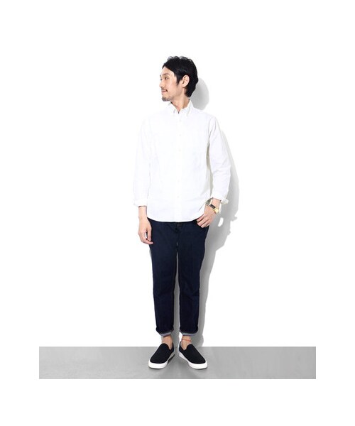 URBAN RESEARCH DOORS（アーバンリサーチドアーズ）の「FORK&amp;SPOON　Organic オックス ロングスリーブ　シャツ（トップス・メンズ・オフホワイト/ネイビー・38/40/42）」の3枚目の写真