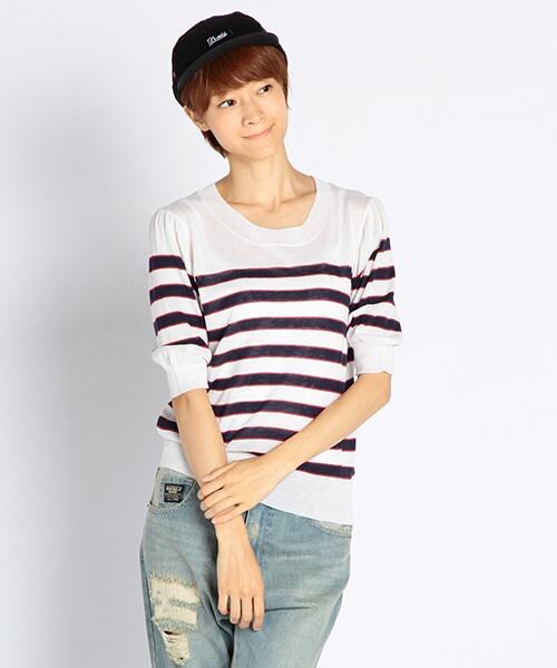 DOUBLE NAME（ダブルネーム）の「ＢＯＲＤＥＲ ＫＮＩＴ Ｐ／Ｏ（トップス・柄A/柄B/柄C・FREE）」の2枚目の写真