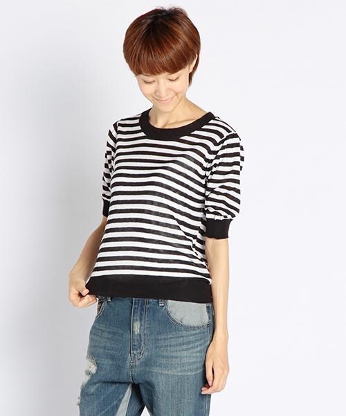 DOUBLE NAME（ダブルネーム）の「ＢＯＲＤＥＲ ＫＮＩＴ Ｐ／Ｏ（トップス・柄A/柄B/柄C・FREE）」の3枚目の写真