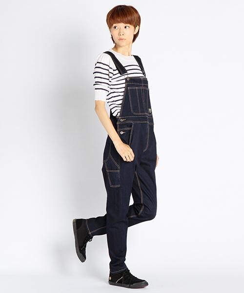 DOUBLE NAME（ダブルネーム）の「サルエルオーバーオール（パンツ・サックス/オフシロ/柄A・S/M）」の3枚目の写真