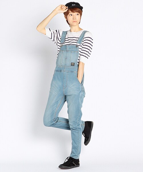 DOUBLE NAME（ダブルネーム）の「サルエルオーバーオール（パンツ・サックス/オフシロ/柄A・S/M）」の9枚目の写真