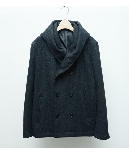 HAMNETT（ハムネット）の「【HAMNETT】 HOODED SHAWL MELTON（ジャケット/アウター・メンズ・ブラック/グレー/ターコイズブルー/ベージュ・S/M/L/AL）」の2枚目の写真