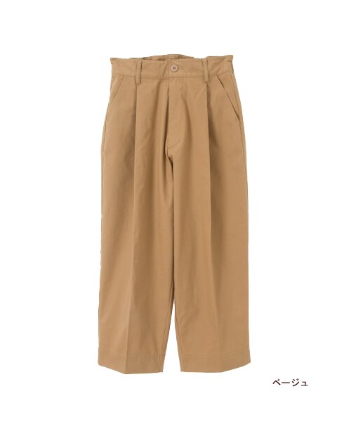 w closet（ダブルクローゼット）の「【A/W】コットンツイル8分丈ワイドクロップドタックパンツ（パンツ・レディース・ベージュ/ブラック・FREE）」の2枚目の写真