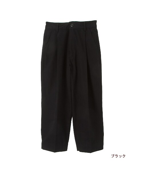 w closet（ダブルクローゼット）の「【A/W】コットンツイル8分丈ワイドクロップドタックパンツ（パンツ・レディース・ベージュ/ブラック・FREE）」の3枚目の写真