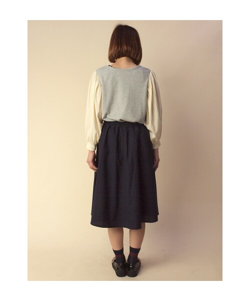 w closet(ダブルクローゼット)の「【A/W】ギンガムチェックフレアスカート(パンツ・レディース・パープル/ブラウン・FREE)」の5枚目の写真