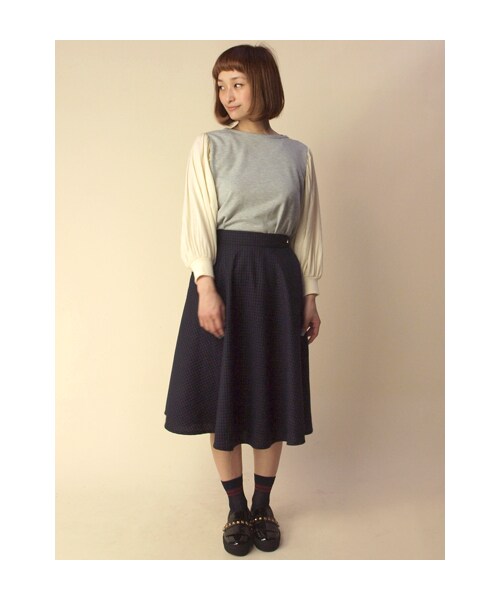 w closet(ダブルクローゼット)の「【A/W】ギンガムチェックフレアスカート(パンツ・レディース・パープル/ブラウン・FREE)」の9枚目の写真