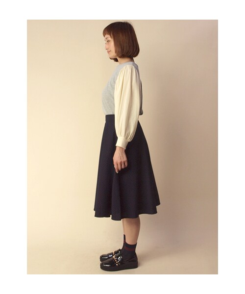 w closet(ダブルクローゼット)の「【A/W】ギンガムチェックフレアスカート(パンツ・レディース・パープル/ブラウン・FREE)」の4枚目の写真