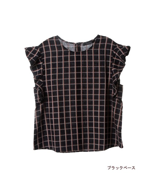 w closet（ダブルクローゼット）の「【A/W】チェック柄2枚フリル袖プルオーバー（トップス・レディース・ボルドーベース/ブラックベース・FREE）」の3枚目の写真