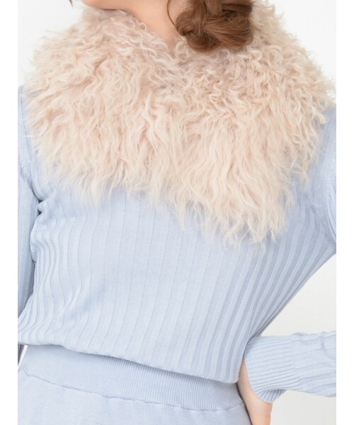 Honey Salon（ハニーサロン）の「Honeyラムファーストール（その他・レディース・キャメル/ブラック・Free）」の6枚目の写真