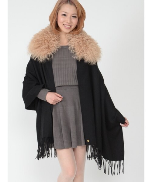 Honey Salon（ハニーサロン）の「Honeyラムファーストール（その他・レディース・キャメル/ブラック・Free）」の2枚目の写真