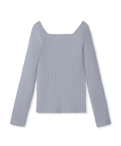 GRL（グレイル）の「前後2wayリブニットトップス（ニット/セーター・レディース・グリーン/オフホワイト/ブルー・M）」の3枚目の写真