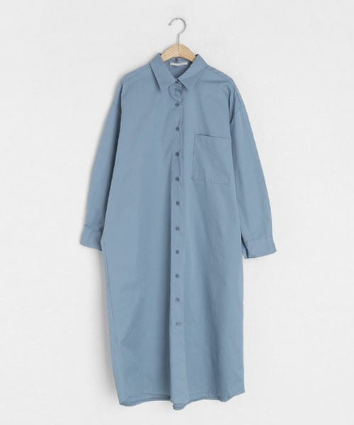 DHOLIC（ディーホリック）の「ポケットシャツワンピース（シャツワンピース・レディース・ホワイト/ベージュ/ブルー・FREE）」の3枚目の写真