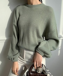 DHOLIC | ラウンドパフスリーブニット(ニット/セーター)