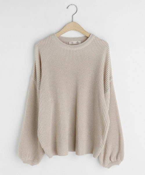 DHOLIC（ディーホリック）の「ラウンドパフスリーブニット（ニット/セーター・レディース・グリーン/ホワイト/パープル/ブラック/ピンク・FREE）」の2枚目の写真