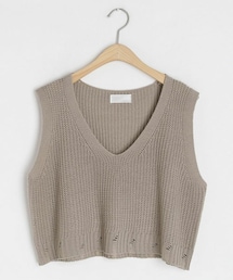 DHOLIC | ダメージヘムニットベスト(ベスト)