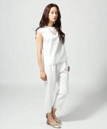 GLOBAL WORK | シアーチェックブラウス／フレンチスリーブ(トップス)