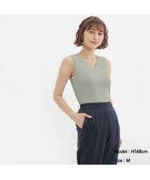 GU | UVカットウォッシャブルVネックセーター(ノースリーブ)(トップス)