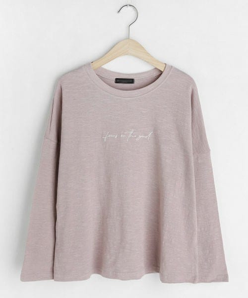 DHOLIC(ディーホリック)の「刺繍レタリングTシャツ(Tシャツ/カットソー・レディース・ホワイト/ベージュ/ピンク/グレー・FREE)」の4枚目の写真