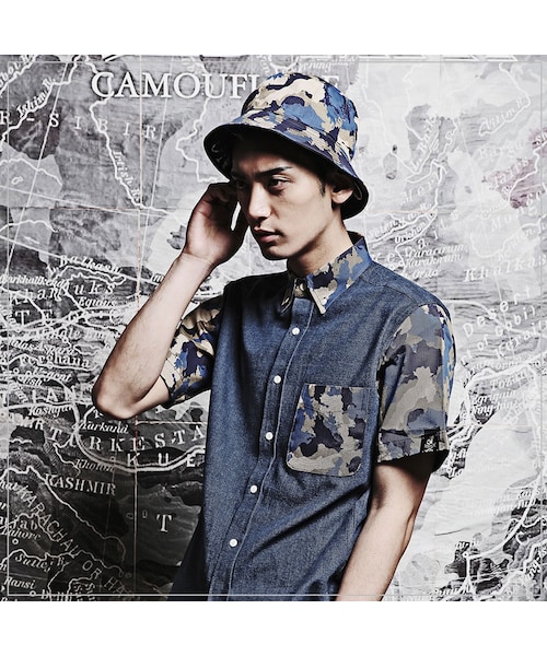 ROMANTIC CROWN（ロマンティッククラウン）の「WORLD MAP CAMO SHIRT（その他・メンズ・BLUE・S/M/L/XL）」の6枚目の写真