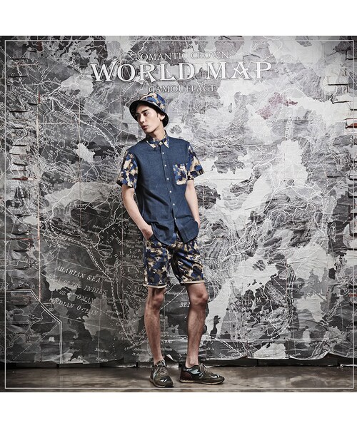 ROMANTIC CROWN（ロマンティッククラウン）の「WORLD MAP CAMO SHIRT（その他・メンズ・BLUE・S/M/L/XL）」の3枚目の写真