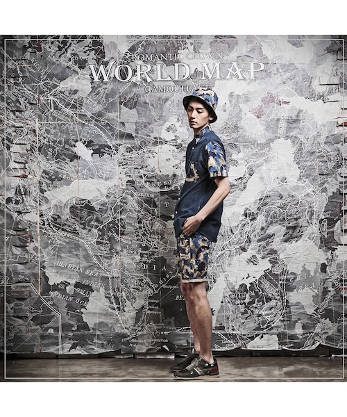 ROMANTIC CROWN（ロマンティッククラウン）の「WORLD MAP CAMO SHIRT（その他・メンズ・BLUE・S/M/L/XL）」の4枚目の写真