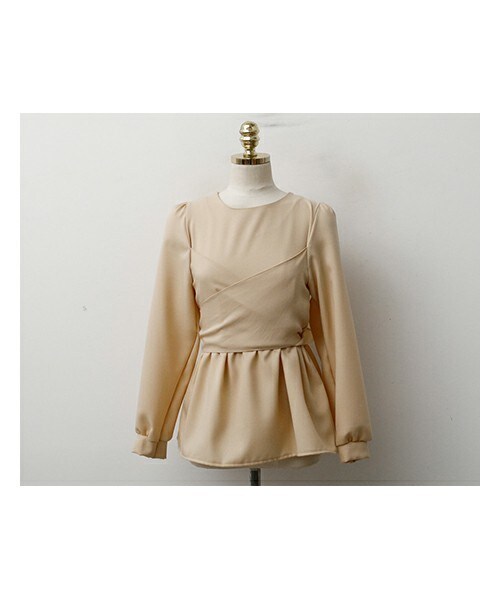 fd style（エフディ スタイル）の「ビスチェレイヤード風バックリボンペプラムブラウス（シャツ/ブラウス・レディース・핑크/그린/베이지/화이트・F(44-66)）」の3枚目の写真