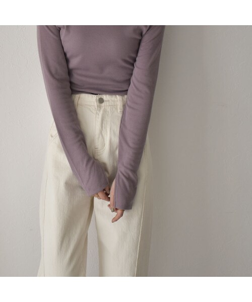 Lavish Gate（ラヴィッシュゲート）の「nh-tops-07002　バックオープン　リブ スリットスリーブ カットソ－　アイボリー　グレージュ　ダスティパープル　モカブラウン（Tシャツ/カットソー・レディース・その他）」の3枚目の写真