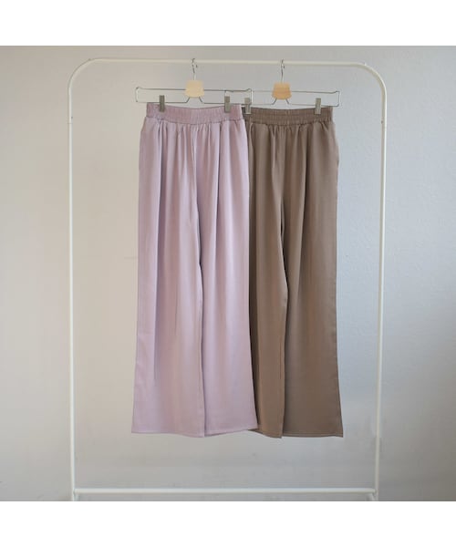 Lavish Gate(ラヴィッシュゲート)の「nh-bottoms-07001 サテン タック ワイドパンツ ラベンダー モカ(その他パンツ・レディース・その他)」の11枚目の写真
