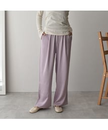 Lavish Gate | nh-bottoms-07001　サテン タック ワイドパンツ　ラベンダー　モカ(その他パンツ)