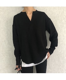 copine | 12月4日再入荷！大人気シリーズ！楽な着心地ハニカムストレッチ！袖リブ・バックスリットプルオーバー(3color)【クリックポスト対象商品】(Tシャツ/カットソー)