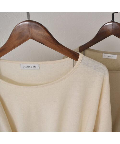 Lavish Gate（ラヴィッシュゲート）の「nh-tops-04028　日本製　ワンショルダーラップ　 ロング Tシャツ　エクリュ　カーキベージュ（Tシャツ/カットソー・レディース・その他）」の11枚目の写真