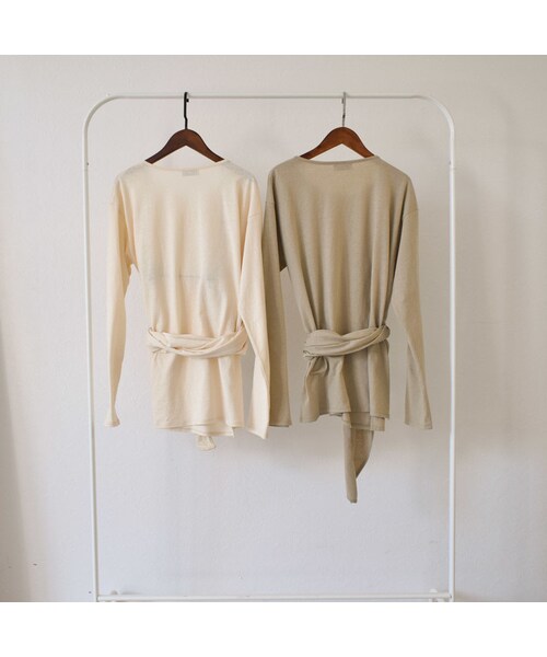 Lavish Gate（ラヴィッシュゲート）の「nh-tops-04028　日本製　ワンショルダーラップ　 ロング Tシャツ　エクリュ　カーキベージュ（Tシャツ/カットソー・レディース・その他）」の10枚目の写真