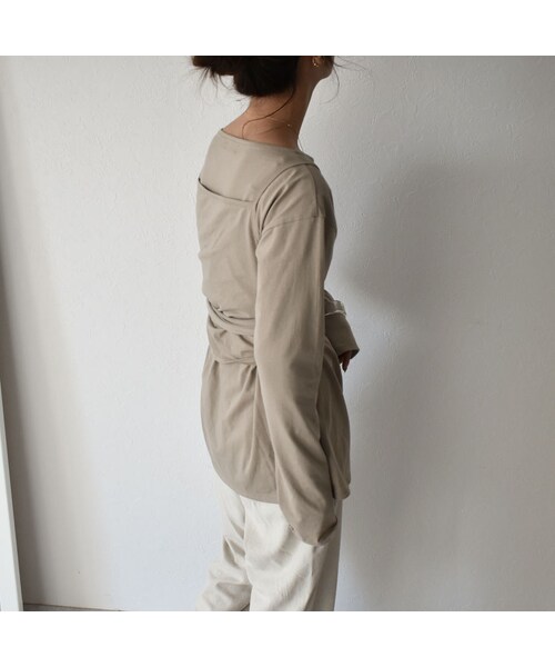 Lavish Gate(ラヴィッシュゲート)の「nh-tops-04029 日本製 キャミソール レイヤード ロングTシャツ ホワイト モカ(Tシャツ/カットソー・レディース・その他)」の7枚目の写真