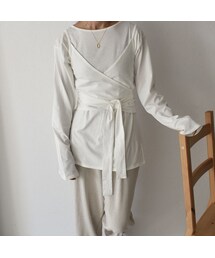 Lavish Gate | nh-tops-04029　日本製　キャミソール レイヤード　ロングＴシャツ　ホワイト　モカ(Tシャツ/カットソー)