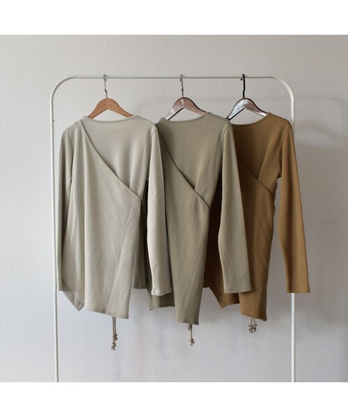 Lavish Gate（ラヴィッシュゲート）の「tops-04033　日本製　ロープデザイン　アシンメトリー　リブ プルオーバーセット　グレージュ　ピスタチオ　キャメル（Tシャツ/カットソー・レディース・その他）」の8枚目の写真