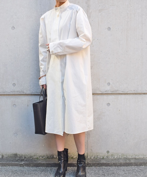 no brand（ノーブランド）の「タイプライターコットンスタンドシャツOP（ワンピース・レディース・その他）」の3枚目の写真