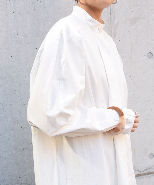 no brand（ノーブランド）の「タイプライターコットンスタンドシャツOP（ワンピース・レディース・その他）」の2枚目の写真