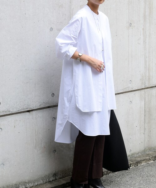 no brand(ノーブランド)の「フロントヨークシャツOP 【WHITE/BLACK】(ワンピース・レディース・その他)」の4枚目の写真