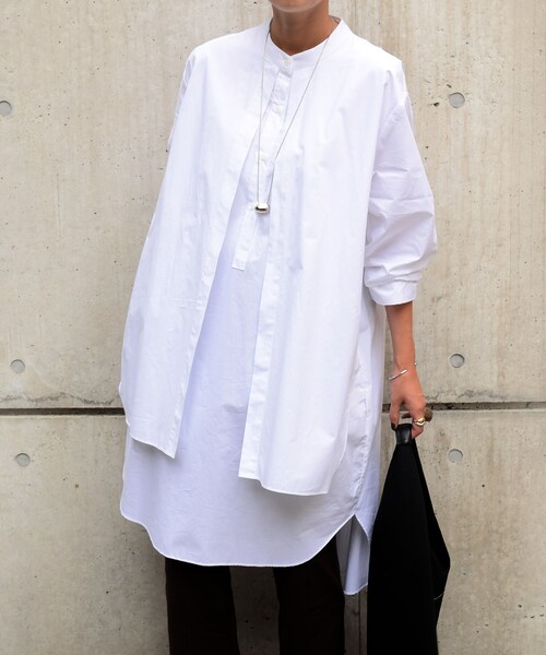 no brand(ノーブランド)の「フロントヨークシャツOP 【WHITE/BLACK】(ワンピース・レディース・その他)」の5枚目の写真